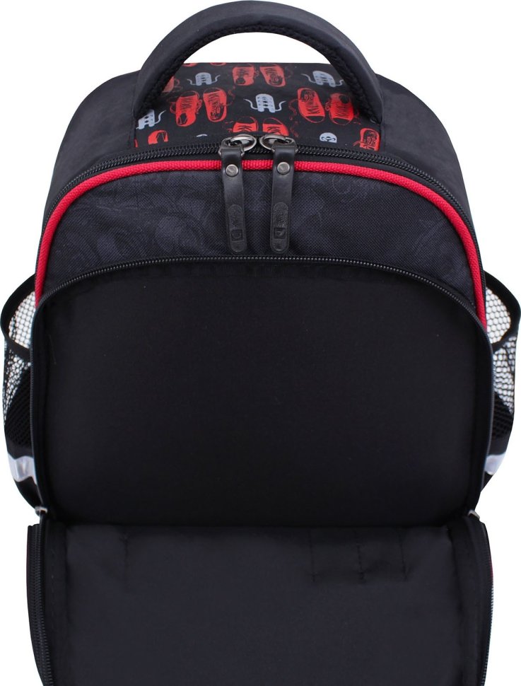 Черный рюкзак для школы из текстиля с дизайнерским принтом Bagland (53682)