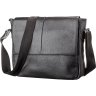 Практичная мужская сумка-мессенджер из натуральной черной кожи среднего размера SHVIGEL (00797) - 1