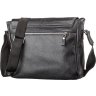 Практичная мужская сумка-мессенджер из натуральной черной кожи среднего размера SHVIGEL (00797) - 2