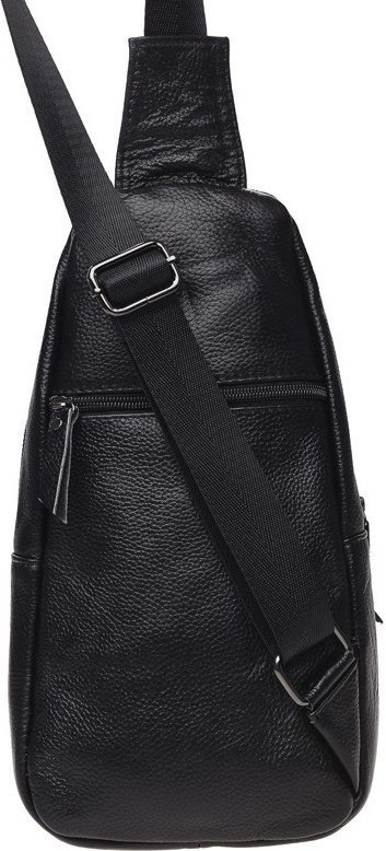 Средняя мужская сумка-рюкзак из натуральной черной кожи Keizer (57182)