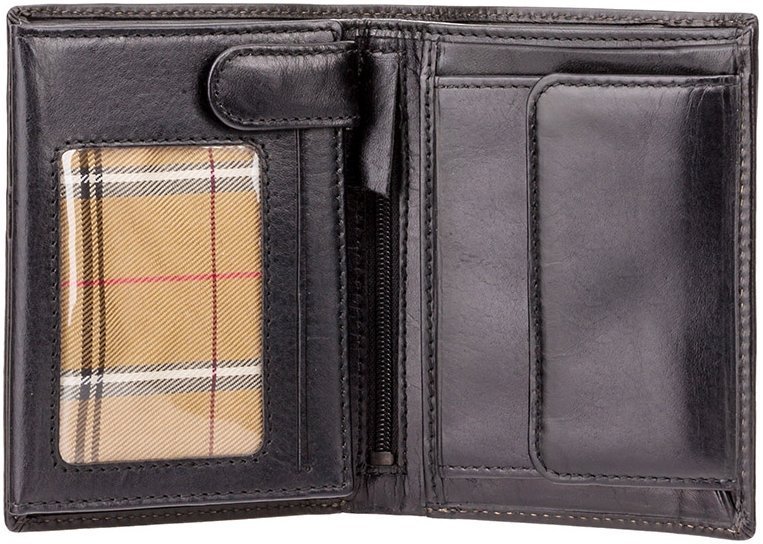 Черное мужское портмоне из натуральной кожи под карточки, документы и монеты Visconti Milan 68882