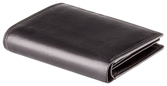 Черное мужское портмоне из натуральной кожи под карточки, документы и монеты Visconti Milan 68882
