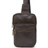Мужская сумка-слинг темно-коричневого цвета из натуральной кожи на одно плечо TARWA (19806) - 2