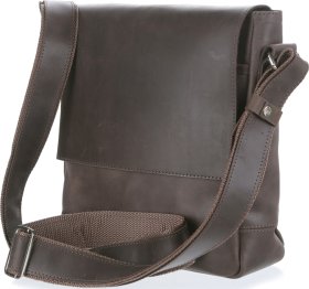 Вінтажна чоловіча сумка з натуральної шкіри в коричневому кольорі SHVIGEL (00884)