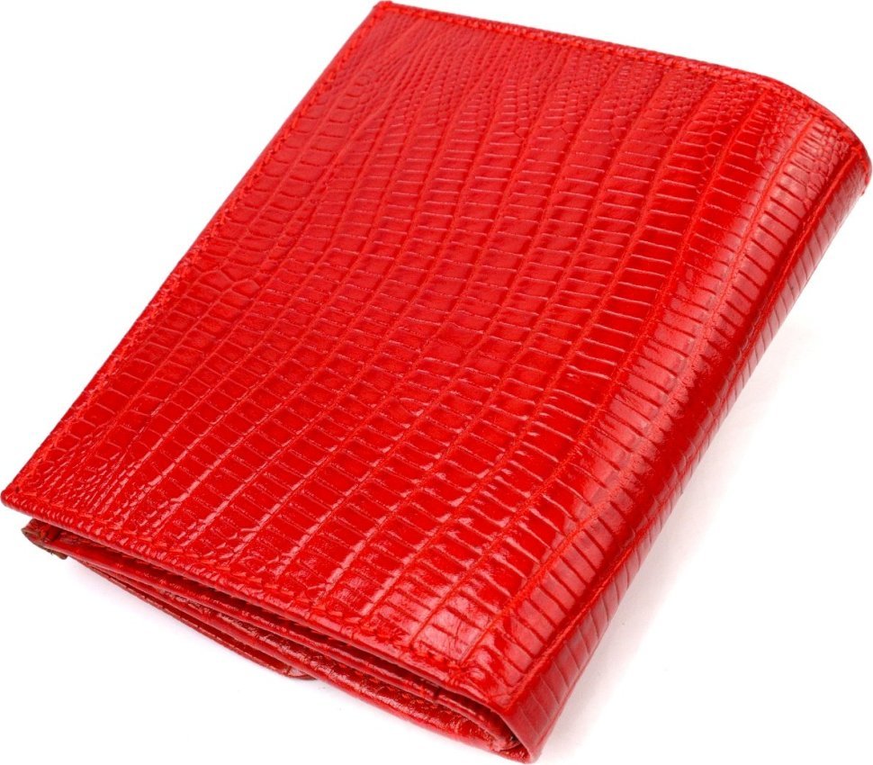 Женский кошелек среднего размера из натуральной кожи с тиснением красного цвета CANPELLINI (2421819)
