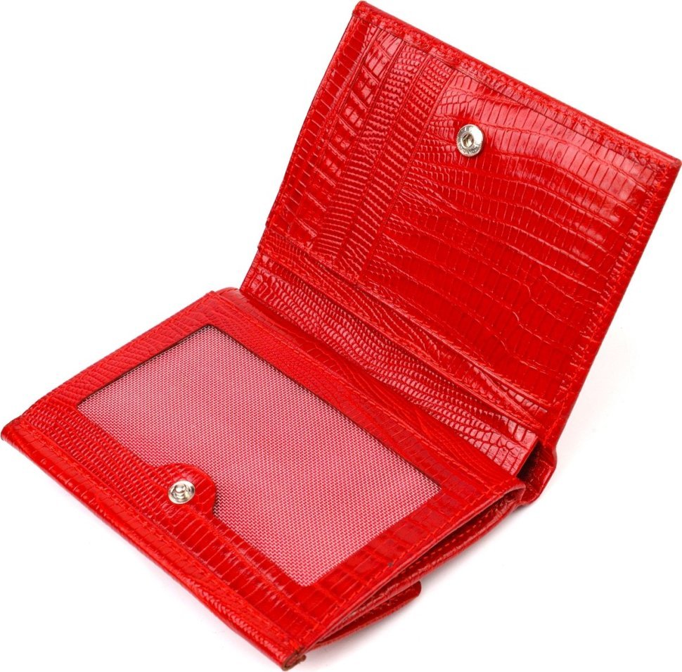 Женский кошелек среднего размера из натуральной кожи с тиснением красного цвета CANPELLINI (2421819)