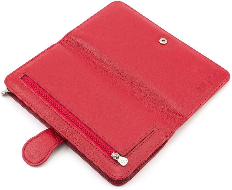Красный кожаный кошелек на кнопке Marco Coverna (17873)