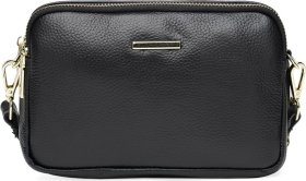 Небольшая женская сумка-кроссбоди из фактурной кожи черного цвета Borsa Leather (21267)