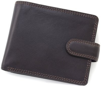 Коричневое мужское портмоне из натуральной кожи высокого качества c RFID - Visconti 68783