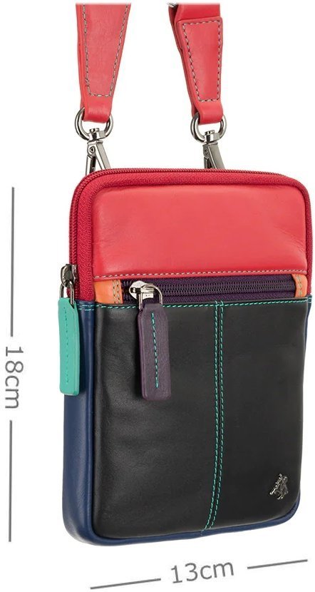 Маленькая разноцветная сумка на плечо из натуральной кожи Visconti Remi 69283