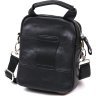 Миниатюрная мужская сумка-барсетка из натуральной кожи черного цвета Vintage (20477) - 2