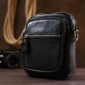 Миниатюрная мужская сумка-барсетка из натуральной кожи черного цвета Vintage (20477) - 7