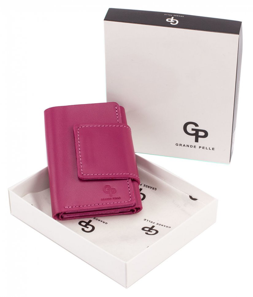 Ярко-розовый кошелек ручной работы Grande Pelle (13154)
