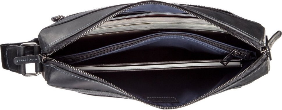 Качественная мужская деловая сумка из натуральной кожи черного цвета SHVIGEL (2411246) 