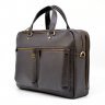 Мужская темно-коричневая кожаная сумка-портфель для ноутбука и документов TARWA (19636) - 1