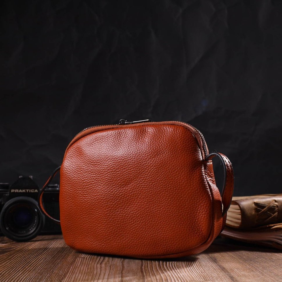 Маленькая коричневая женская сумка через плечо из натуральной кожи флотар Vintage (2422134)