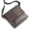 Коричневая мужская сумка из фактурной кожи с плечевым ремнем SHVIGEL (00852) - 5