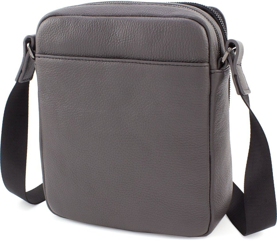 Мужская наплечная сумка серого цвета из натуральной кожи Leather Collection (11110)