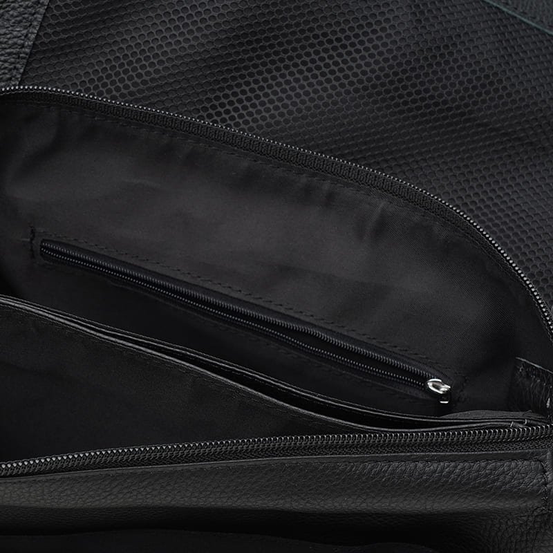 Горизонтальная мужская сумка-мессенджер из натуральной кожи черного цвета Keizer (21364)