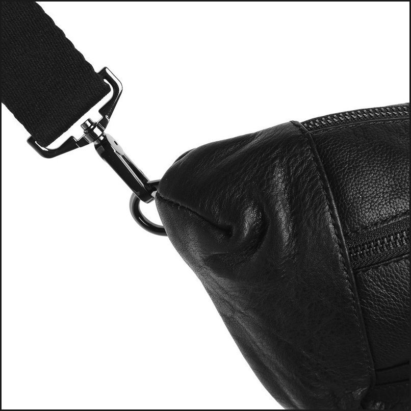Mужской черный кожаный слинг-рюкзак через плечо Keizer 66284