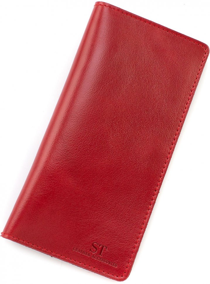 Вертикальный женский купюрник из натуральной кожи красного цвета ST Leather (16069)