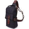 Черная мужская сумка-слинг из плотного текстиля с молниевой застежкой Vintage 2422187 - 1