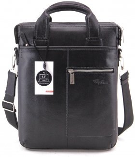 Черная мужская сумка с ручками из натуральной кожи Tom Stone (10973) - 2