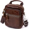 Маленькая мужская сумка-барсетка из натуральной кожи коричневого цвета с ручкой Vintage (20478) - 1