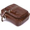 Маленькая мужская сумка-барсетка из натуральной кожи коричневого цвета с ручкой Vintage (20478) - 3