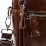 Маленькая мужская сумка-барсетка из натуральной кожи коричневого цвета с ручкой Vintage (20478) - 6