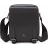 Кожаная небольшая мужская сумка черного цвета с ремешком через плечо H.T Leather (3642-5) - 4