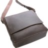 Солидная мужская сумка через плечо коричневого цвета из винтажной кожи SHVIGEL (00886)  - 7