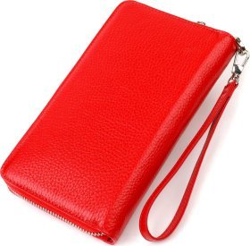 Красный женский кошелек-клатч из натуральной кожи с кистевым ремешком CANPELLINI (2421921)