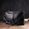 Женская сумка через плечо из натуральной кожи черного цвета Vintage (2422135) - 7