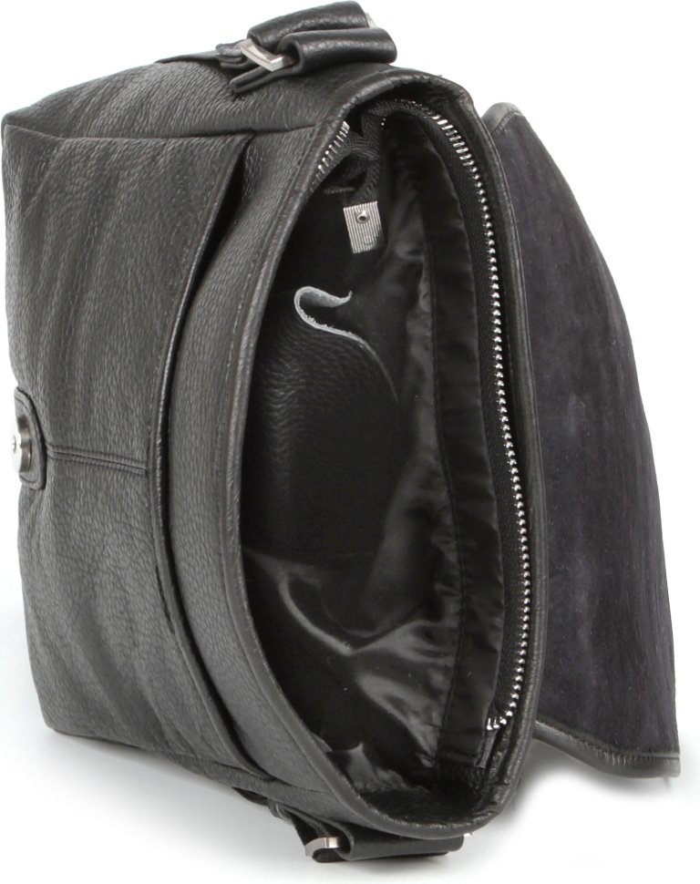 Кожаная мужская сумка-мессенджер из фактурной кожи на клапане с магнитом SHVIGEL (00853)