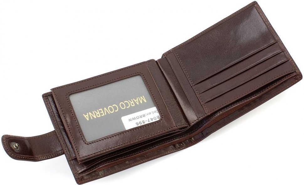 Мужской коричневый кошелек с блоком для автодокументов Marco Coverna (18397)