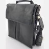 Классическая наплечная сумка планшет черного цвета с ручкой VATTO (11827) - 3