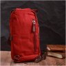 Бордовая мужская сумка через плечо из плотного текстиля на молнии Vintage 2422189 - 7