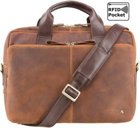 Мужская сумка для ноутбука из натуральной кожи с эффектом старения в коричневом цвете Visconti Hugo 69085