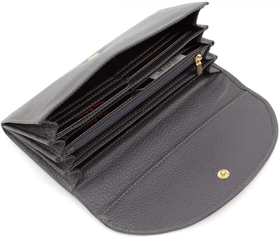 Темно-серый женский вместительный кошелек из натуральной кожи Tony Bellucci (12475)