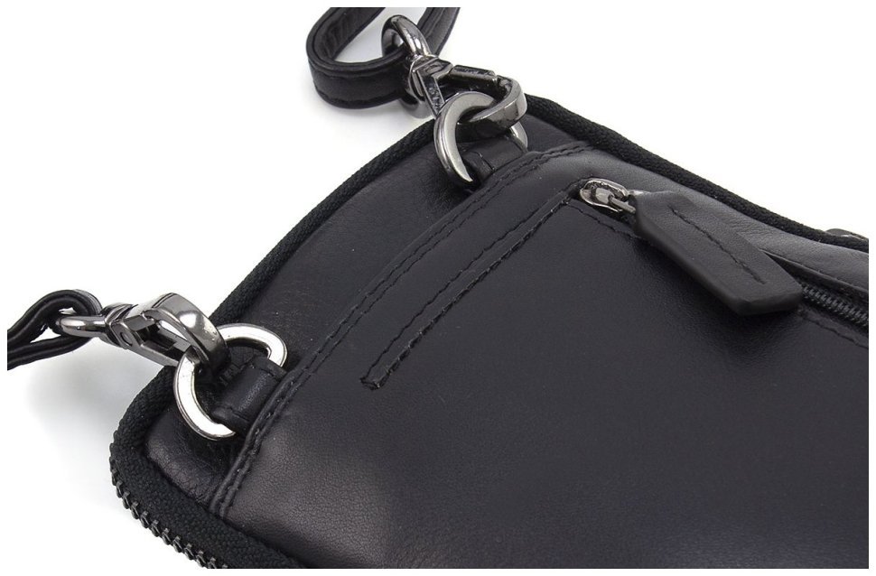 Маленькая мужская кожаная сумка для телефона с ремешком на плечо Visconti 69285