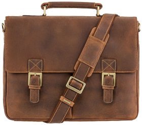 Чоловічий діловий портфель із натуральної вінтажної шкіри світло-коричневого кольору Visconti Berlin 70686