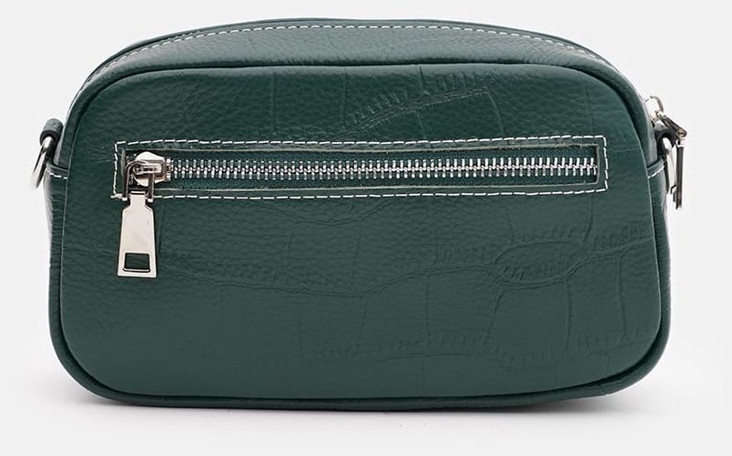 Зеленая женская сумка-кроссбоди из натуральной кожи под крокодила Keizer 71686