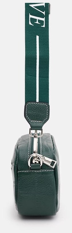 Зеленая женская сумка-кроссбоди из натуральной кожи под крокодила Keizer 71686
