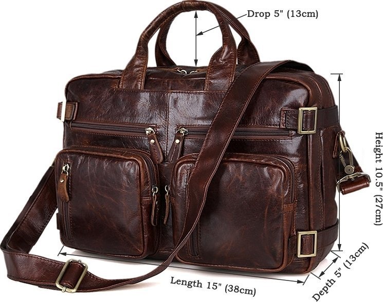Городская сумка - рюкзак из натуральной кожи коричневого цвета VINTAGE STYLE (14590)