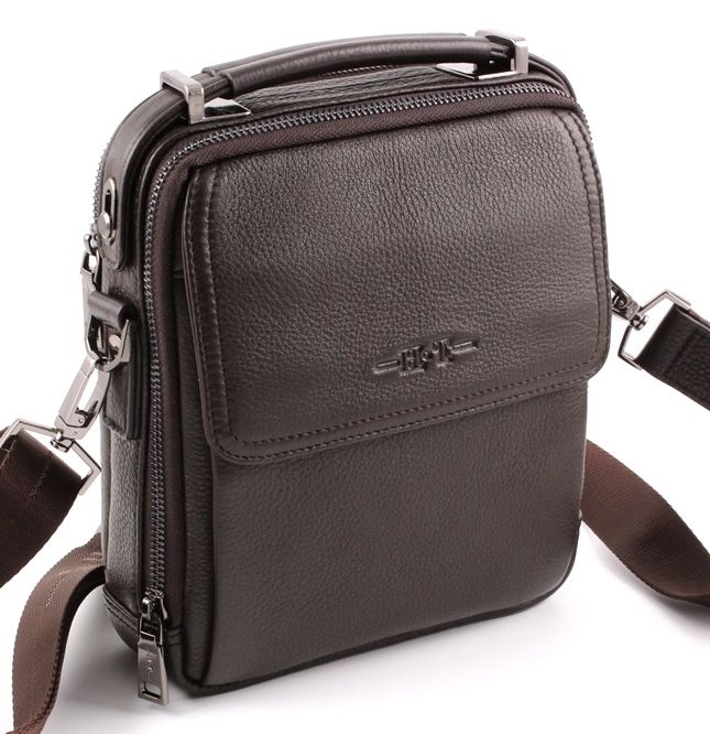 Кожаная мужская вместительная сумка красивого коричневого цвета H.T Leather (10134)