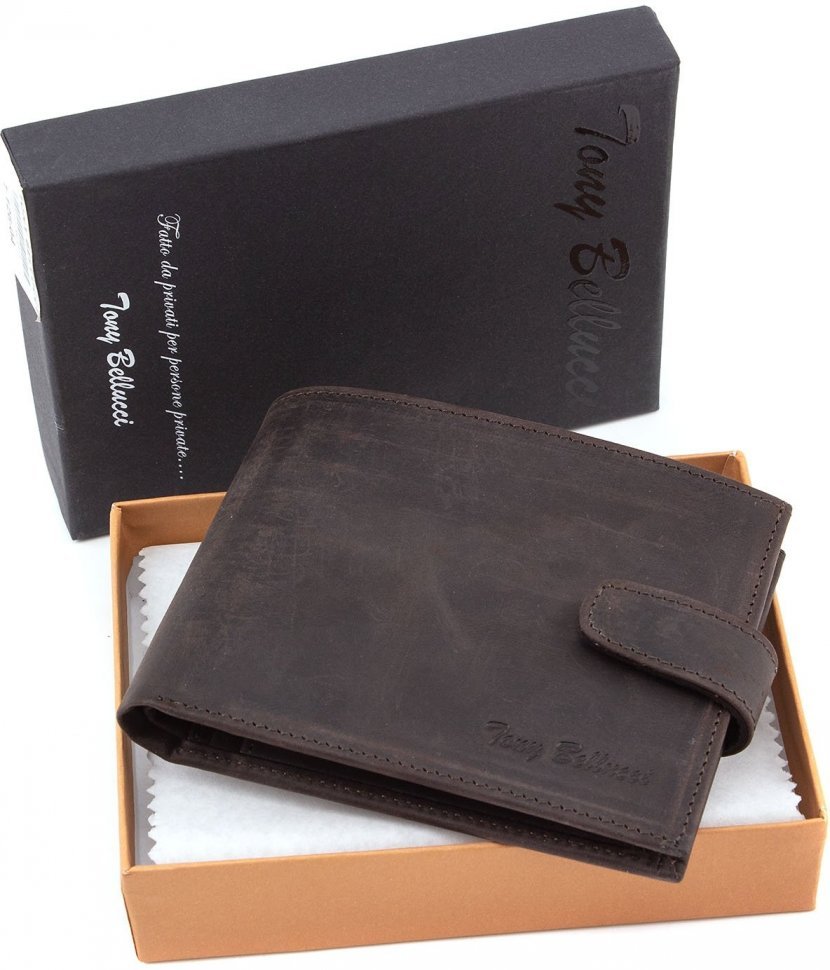 Качественное портмоне коричневого цвета из натуральной кожи Tony Bellucci (10665)