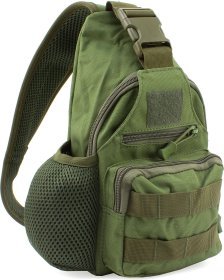 Военная тактическая текстильная сумка оливкового цвета с одной лямкой - MILITARY SRYLE (21971)