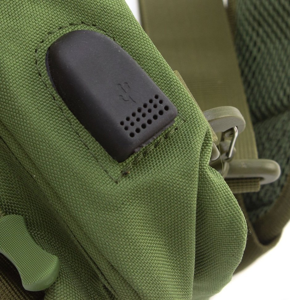 Военная тактическая текстильная сумка оливкового цвета с одной лямкой - MILITARY SRYLE (21971)