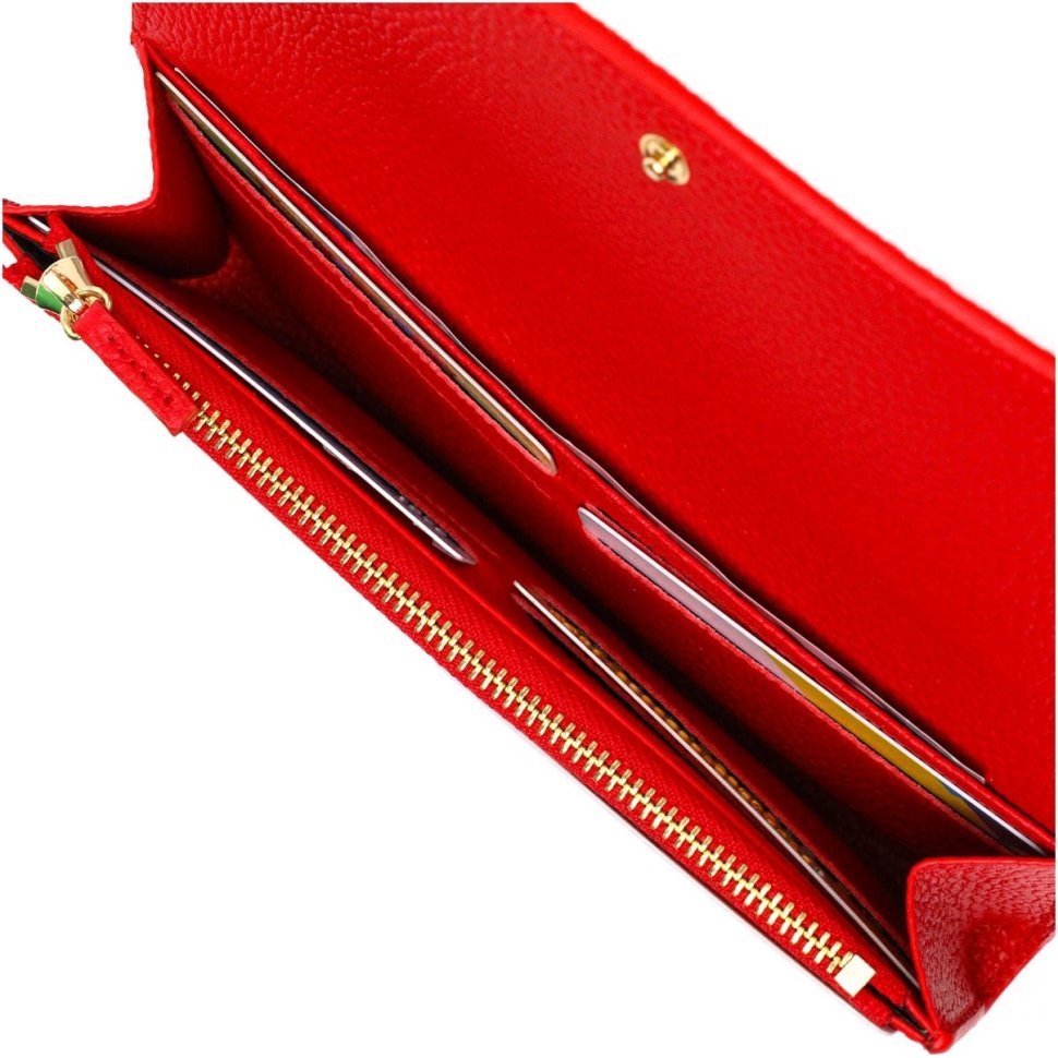 Красный горизонтальный женский кошелек из натуральной кожи с клапаном Tony Bellucci (2421969)